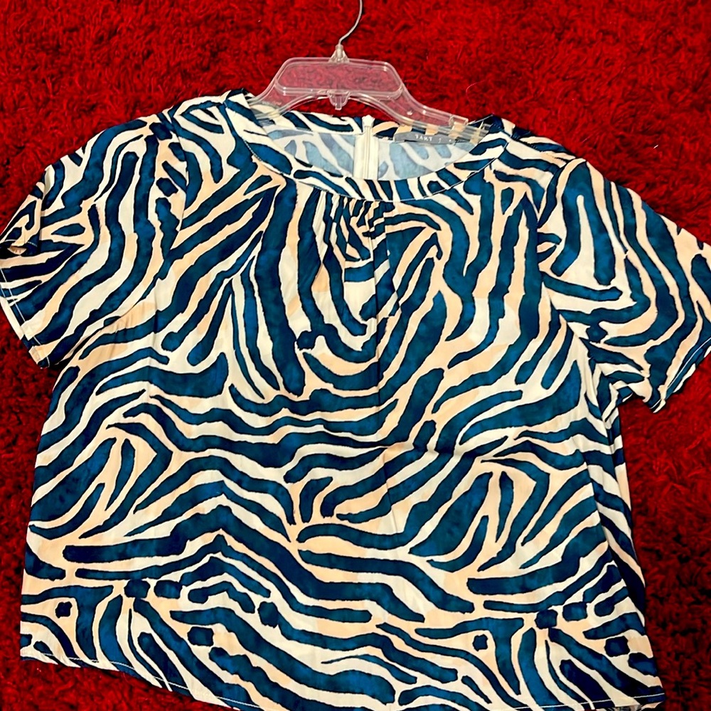 Brand new safari blue/ peach yellow pattern - great with jeans